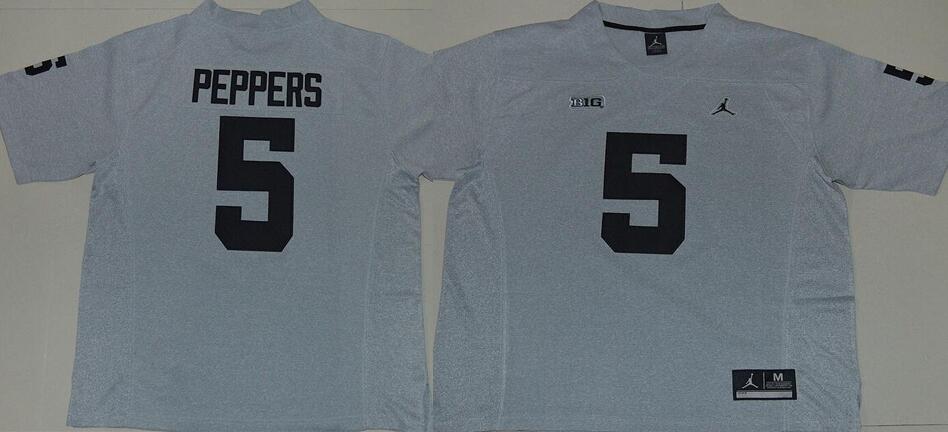 Jordan Michigan Wolverines 5 Jabrill Peppers grey men NCAA college Football Jerseys