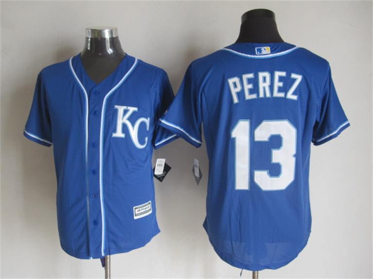 Kansas City Royals 13 Salvador Perez Blue New Cool Base Stitched men baseball mlb Jersey