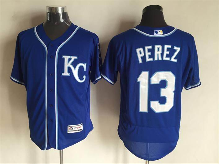 Kansas City Royals 13 Salvador Perez blue Flexbase Authentic Collection men baseball mlb Jersey