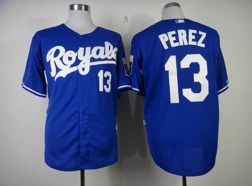 Kansas City Royals 13 Salvador Perez blue men baseball mlb jersey