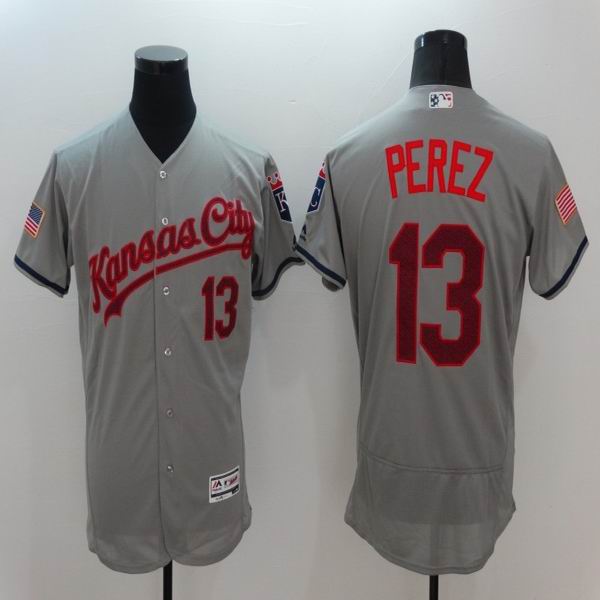 Kansas City Royals 13 Salvador Perez gray Flexbase Authentic Collection men baseball mlb Jersey