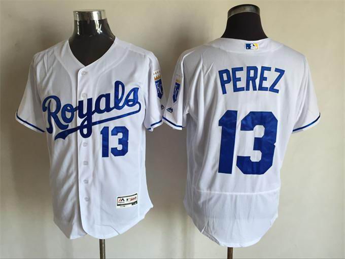 Kansas City Royals 13 Salvador Perez white Flexbase Authentic Collection baseball mlb Jersey