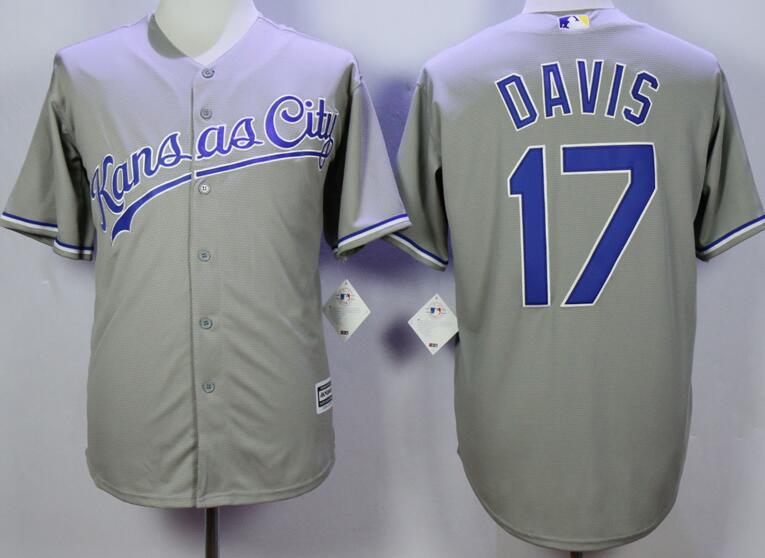 Kansas City Royals 17davis majestic gray men baseball mlb Jerseys