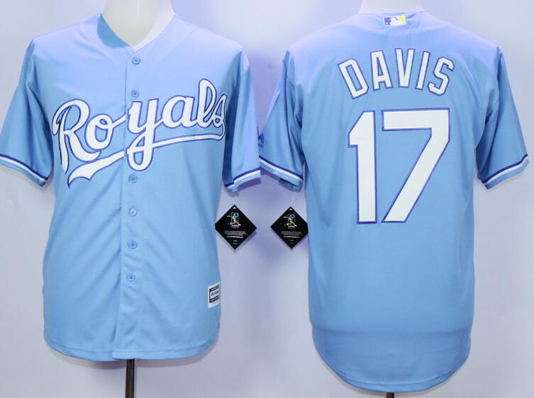 Kansas City Royals 17davis majestic skyblue men baseball mlb Jerseys
