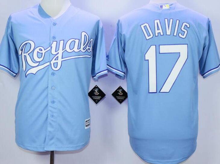 Kansas City Royals 17davis majestic skyblue men baseball mlb Jerseys