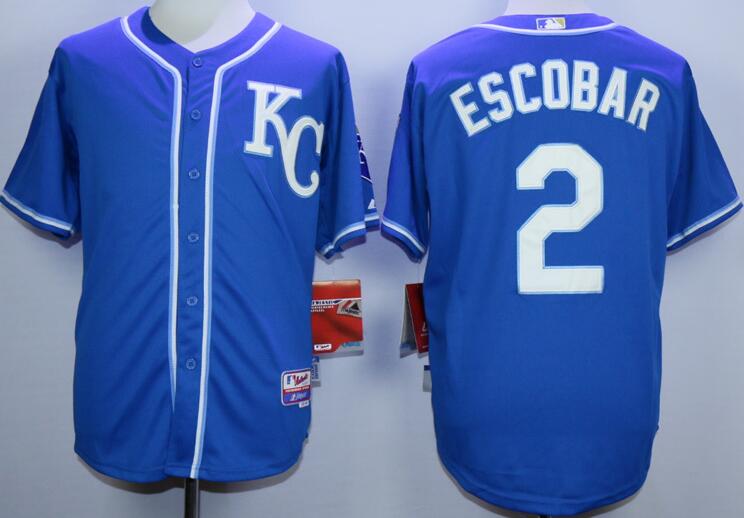 Kansas City Royals 2 Alcides Escobar blue men baseball mlb jersey