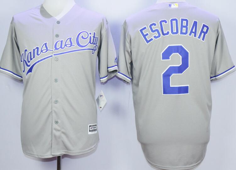 Kansas City Royals 2 Alcides Escobar gray majestic men baseball mlb jersey