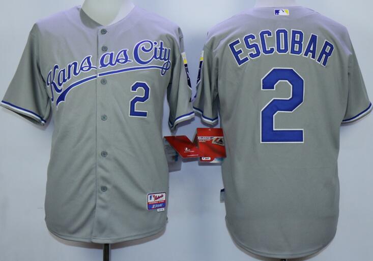 Kansas City Royals 2 Alcides Escobar gray men baseball mlb jersey