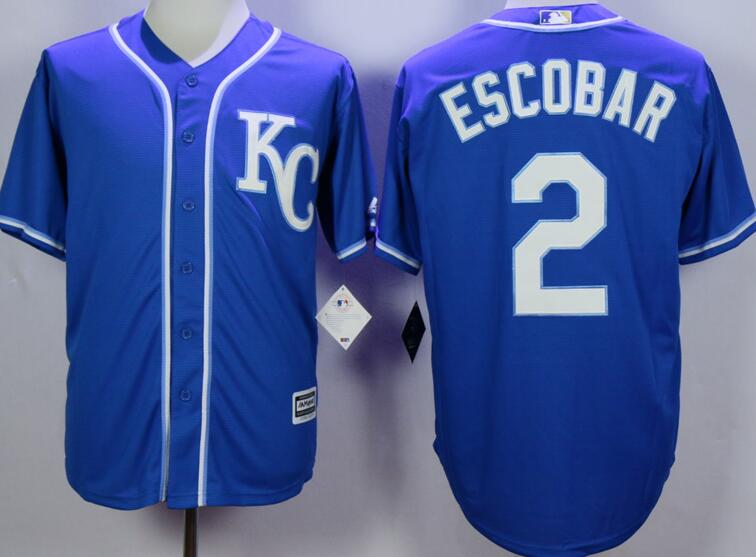 Kansas City Royals 2 Alcides Escobar majestic blue men baseball mlb jersey
