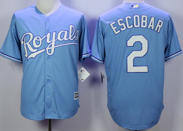 Kansas City Royals 2 Alcides Escobar skyBlue majestic men baseball mlb jersey