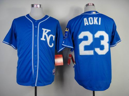 Kansas City Royals 23 AOKI Blue men baseball mlb jersey Kansas City Royals 23 AOKI Blue men baseball mlb jersey