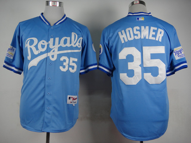 Kansas City Royals 35 Eric Hosmer skyblue 1985 throwback men baseball mlb jerseys
