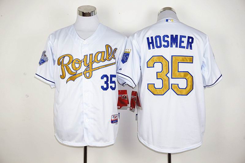 Kansas City Royals 35 Eric Hosmer white World Series Champions men baseball mlb jersey