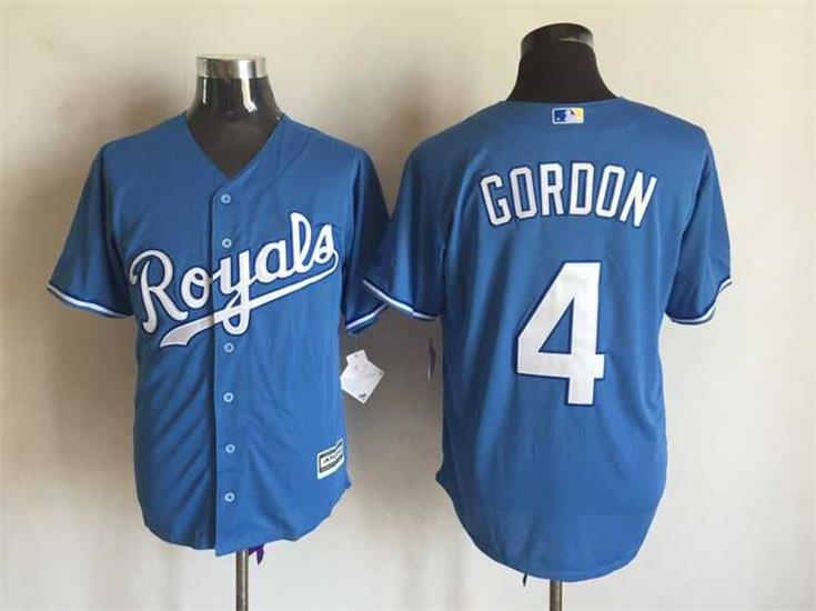 Kansas City Royals 4 Alex Gordon Blue majestic men baseball mlb jersey