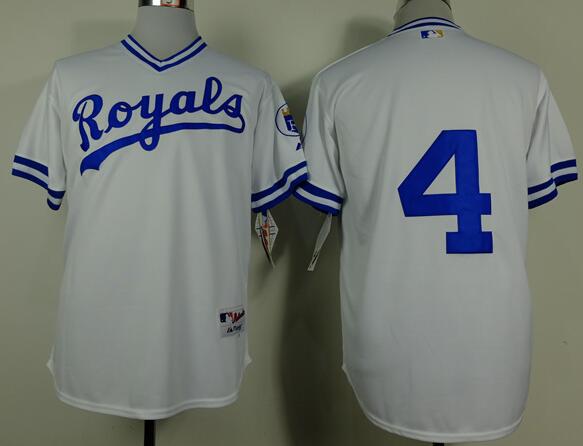 Kansas City Royals 4 Alex Gordon White throwback men baseball mlb jersey