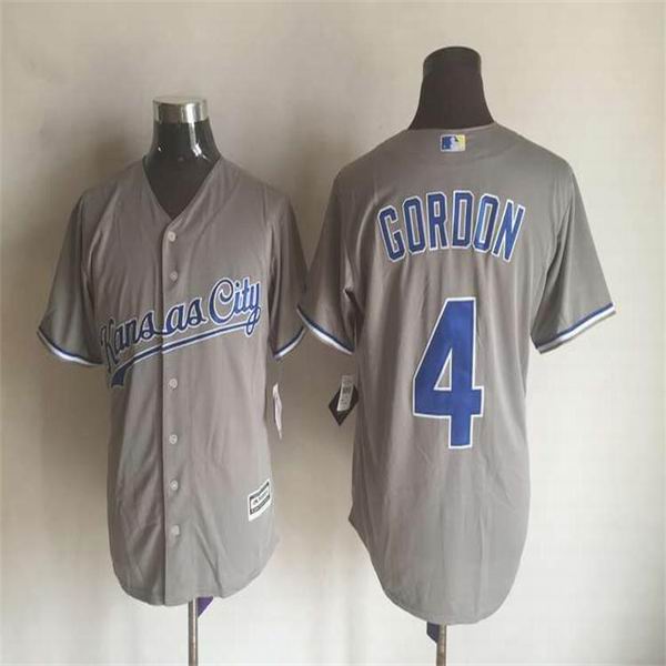 Kansas City Royals 4 Alex Gordon gray majestic men baseball mlb jersey