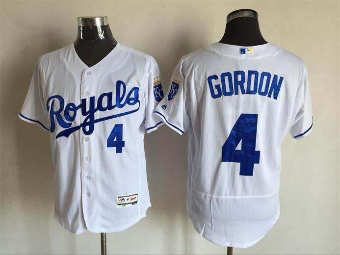 Kansas City Royals 4 Alex Gordon white Flexbase Authentic Collection men baseball mlb Jersey