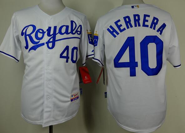 Kansas City Royals 40 Kelvin Herrera white men baseball mlb jersey