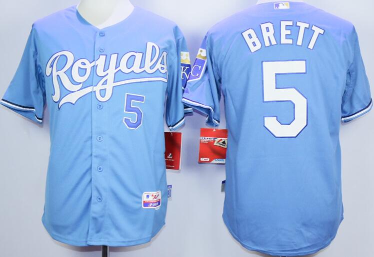 Kansas City Royals 5 George Brett skyblue 1985 throwback men baseball mlb jerseys