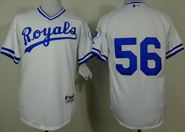 Kansas City Royals 56 Greg Holland white throwback men baseball mlb jerseys