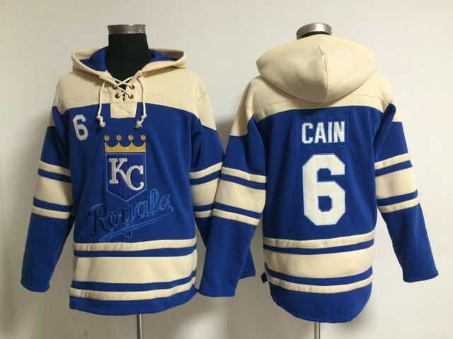Kansas City Royals 6 Lorenzo Cain blue mlb baseball Hooded Sweatshirt