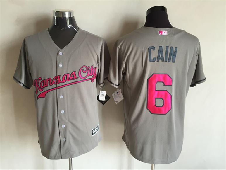 Kansas City Royals 6 Lorenzo Cain gray Majestic men baseball mlb Jerseys