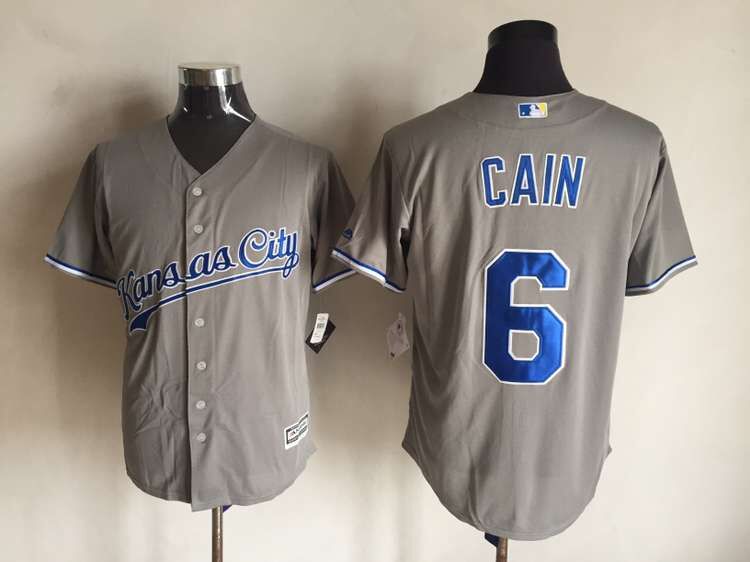 Kansas City Royals 6 Lorenzo Cain gray majestic men baseball mlb jersey