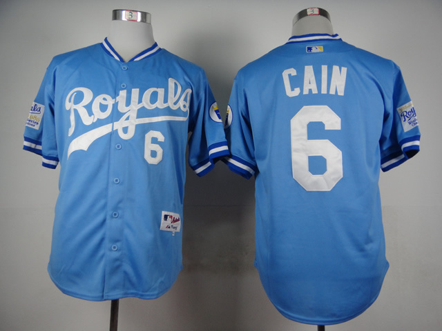 Kansas City Royals 6 Lorenzo Cain skyblue 1985 throwback men baseball mlb jerseys