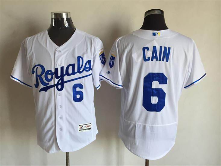 Kansas City Royals 6 Lorenzo Cain white Flexbase Authentic Collection men baseball mlb Jersey