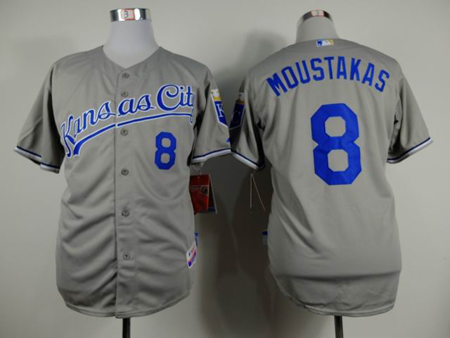 Kansas City Royals 8 Mike Moustakas Grey men baseball mlb Jerseys