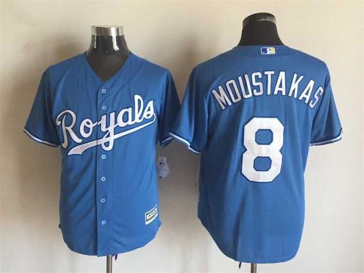 Kansas City Royals 8 Mike Moustakas blue majestic men baseball mlb jersey