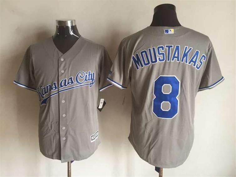Kansas City Royals 8 Mike Moustakas gray majestic men baseball mlb jersey