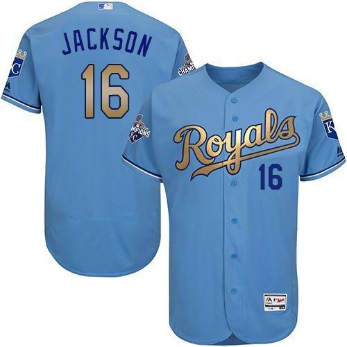 Kansas Royals 16 B.jackson skyblue gold Flexbase Authentic Collection men baseball mlb Jersey
