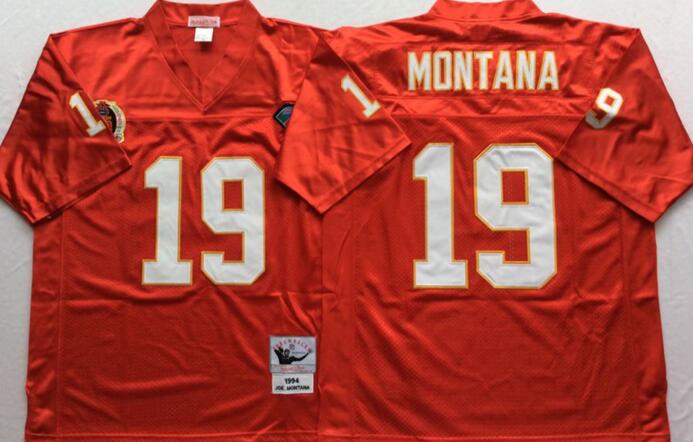 KansasCityChiefs 19 Joe Montana Red men Throwback NFL football Jerseys