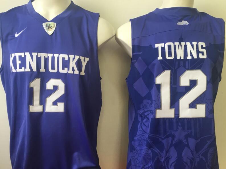 Kentucky Wildcats 12 Karl Karl-Anthony Towns Purple men Basketball college ncaa jersys