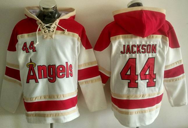Los Angeles Angels 44 Reggie Jackson beige baseball Hooded Sweatshirt