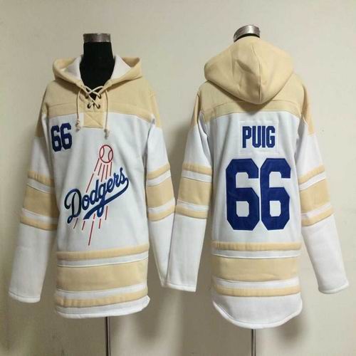 Los Angeles Dodger 66 Yasiel Puig beige baseball Hooded Sweatshirt