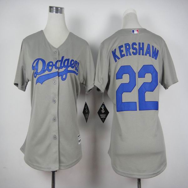 Los Angeles Dodgers #22 Clayton Kershaw MLB Women Gray Splash Fashion Jerseys