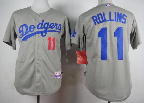 Los Angeles Dodgers 11 Jimmy Rollins gray men baseball mlb jerseys Los Angeles Dodgers 11 Jimmy Rollins gray men baseball mlb jerseys