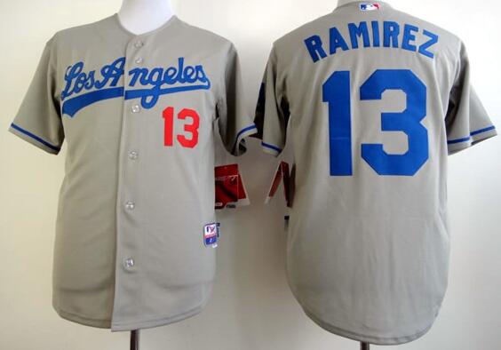 Los Angeles Dodgers 13 Hanley Ramirez gray mlb jersey