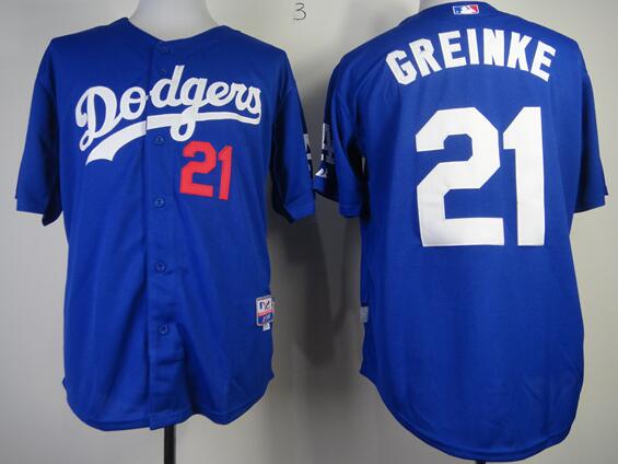 Los Angeles Dodgers 21 GREINKE blue men baseball mlb jerseys