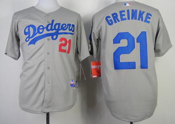Los Angeles Dodgers 21 GREINKE gray men baseball mlb jerseys