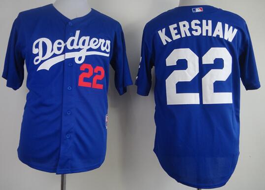 Los Angeles Dodgers 22 Clayton Kershaw Blue men baseball mlb Jerseys