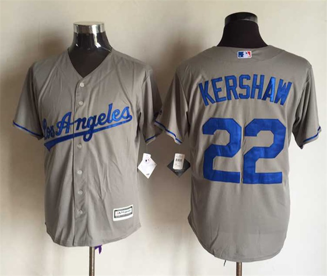 Los Angeles Dodgers 22 Clayton Kershaw grey majestic men baseball mlb jerseys