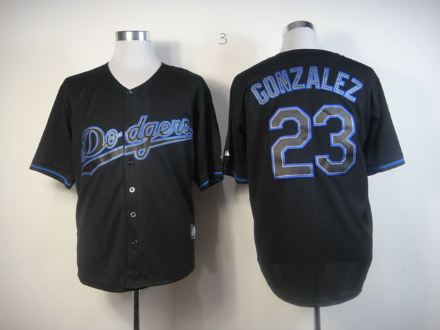 Los Angeles Dodgers 23 Adrian Gonzalez Black men baseball mlb Jerseys