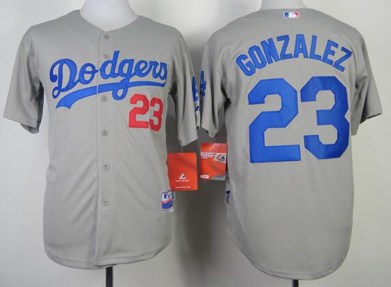 Los Angeles Dodgers 23 Adrian Gonzalez gray men baseball mlb Jerseys