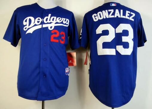 Los Angeles Dodgers 23 GONZALEZ blue men baseball mlb jerseys