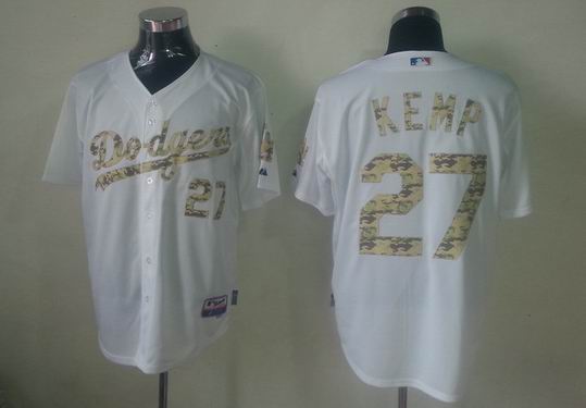 Los Angeles Dodgers 27 Kemp white camo men baseball mlb jersey