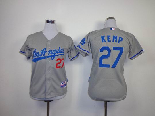 Los Angeles Dodgers 27 kemp gray kid mlb jersey