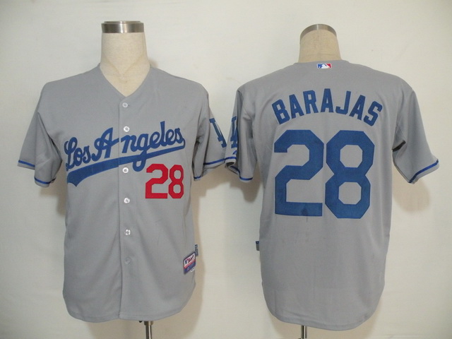 Los Angeles Dodgers 28 Barajas Grey men baseball mlb jerseys